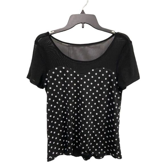 naif womens polka dot short sleeved top womens small Sheer Bodice Cap Sleeve EUC - Picture 1 of 3